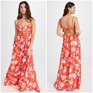 💕FREE PEOPLE💕 Wisteria Mai Dress ~ Orange Pop Combo Large L NWT